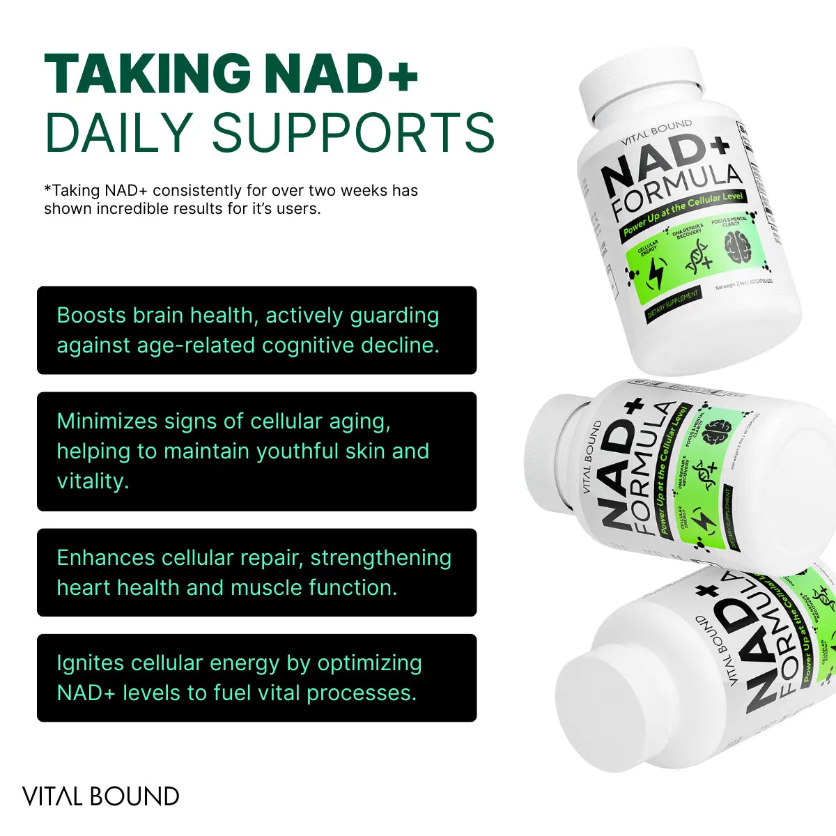 NAD+ Supplement – 500mg Nicotinamide Riboside + Resveratrol + Quercetin